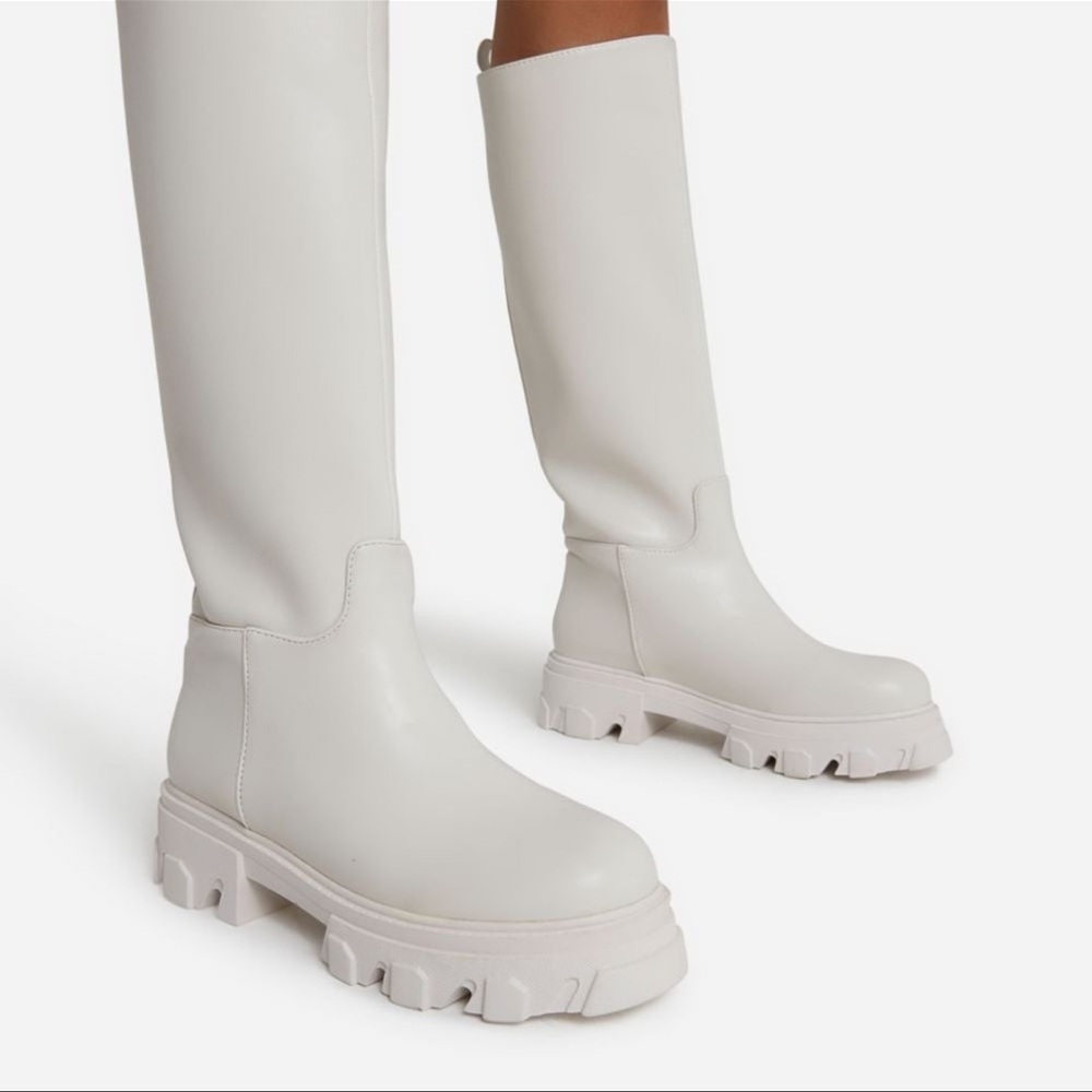 EGO chunky sole calf long biker boots - Picture 2 of 4